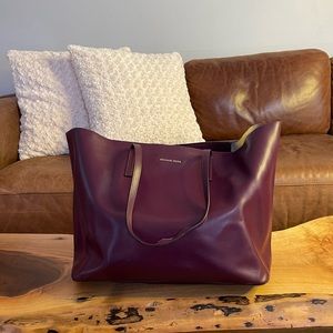 MICHAEL KORS Plum Emry Large Leather Tote Purse.